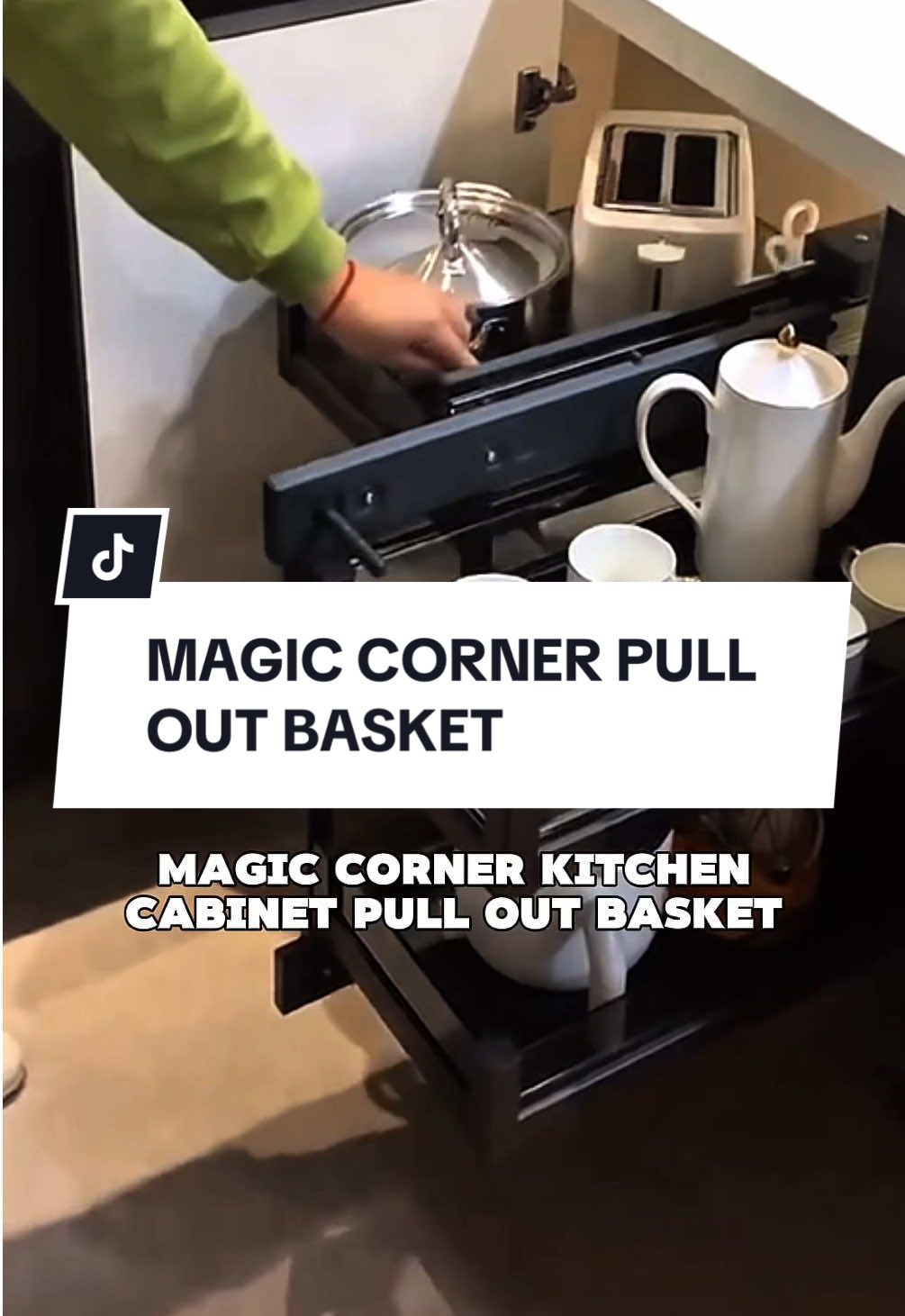 Magic corner kitchen cabinet pull out basket. #foryoupage #lunc #fyp #luncmalaysia #pulloutrack #foryou 