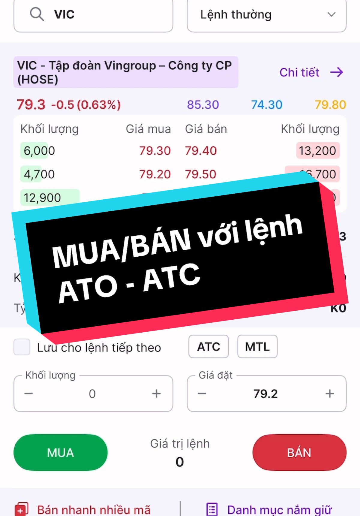 hướng dẫn Mua/bán với lệnh ATO , ATC ##chungkhoan##dautuchungkhoan##vingroup