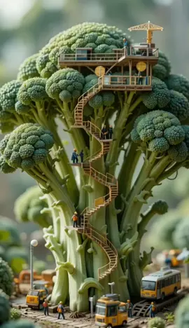 Dunia miniatur dimana para pekerja konstruksi mini sedang membuat fasilitasi umum di sayuran.  #miniature #duniaminiatur #aiart #aiviral #aivideo #aivideos #fyp 