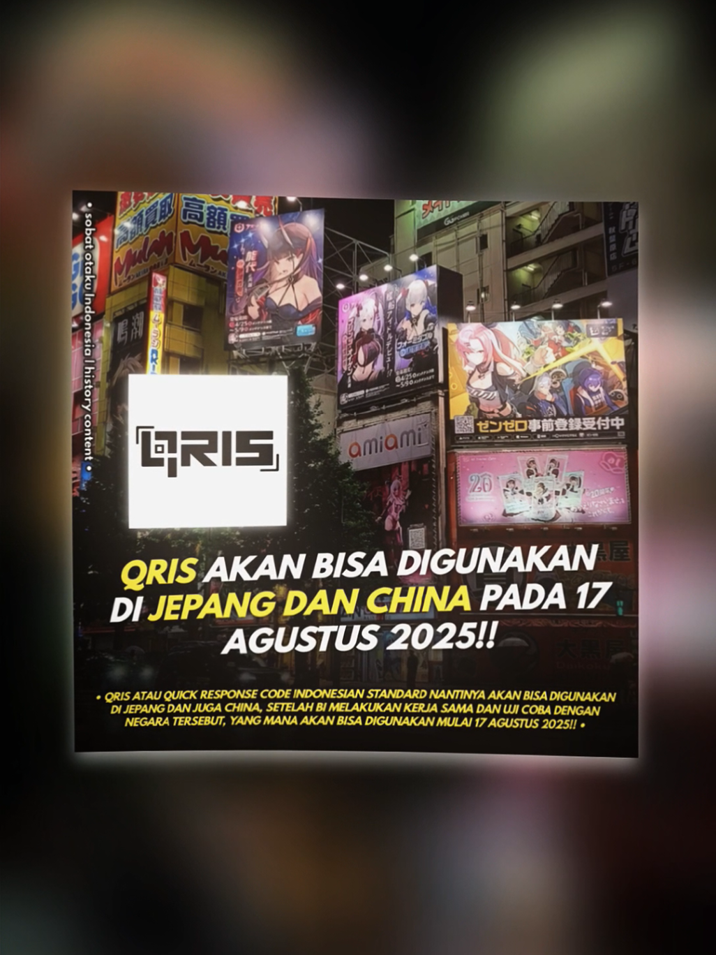QRIS BAKAL BISA DIPAKE DI JEPANG DAN CHINA? 😱😱 Mulai 17 Agustus 2025, masyarakat Indonesia akan dapat menggunakan QRIS (Quick Response Code Indonesian Standard) untuk bertransaksi di Jepang dan China. Bank Indonesia (BI) telah melakukan serangkaian uji coba (sandbox) sejak 15 Mei 2025 bersama penyedia sistem pembayaran di Jepang, dan hasilnya berjalan dengan baik. Deputi Gubernur BI, Filianingsih Hendarta, menyatakan bahwa jika tidak ada kendala berarti, peluncuran resmi penggunaan QRIS antarnegara di Jepang akan dilakukan pada tanggal tersebut. Dengan implementasi ini, wisatawan Indonesia yang berkunjung ke Jepang tidak perlu lagi menukar uang rupiah ke yen, karena dapat langsung berbelanja menggunakan QRIS. Selain itu, BI juga tengah memfinalisasi kerja sama dengan UnionPay International China untuk memungkinkan penggunaan QRIS di China. Empat penyedia layanan pembayaran di Indonesia—PT Rintis Sejahtera, PT Alto Network, PT Artajasa Pembayaran Elektronis, dan PT Jalin Pembayaran Nusantara—telah menandatangani perjanjian dengan UnionPay untuk pengembangan sistem dan uji coba. Langkah ini merupakan bagian dari upaya BI untuk memperluas penggunaan QRIS antarnegara, yang sebelumnya telah diterapkan di Singapura, Malaysia, dan Thailand. BI juga sedang menjajaki kerja sama serupa dengan Korea Selatan, India, dan Arab Saudi, guna mempermudah transaksi lintas negara bagi masyarakat Indonesia. Perluasan penggunaan QRIS ini tidak hanya memudahkan wisatawan Indonesia dalam bertransaksi di luar negeri, tetapi juga menunjukkan kemajuan Indonesia dalam mengembangkan teknologi pembayaran digital yang dapat bersaing di tingkat global. Dengan semakin banyaknya negara yang menerima QRIS, diharapkan transaksi lintas negara menjadi lebih efisien dan praktis bagi pengguna. SC : Kompas.com -------- #qris #qrisindonesia #indonesia #jepang #china #pemerintah #berita #news #info #edukasi  Sobat Otaku Indonesia | All Right Reserved •