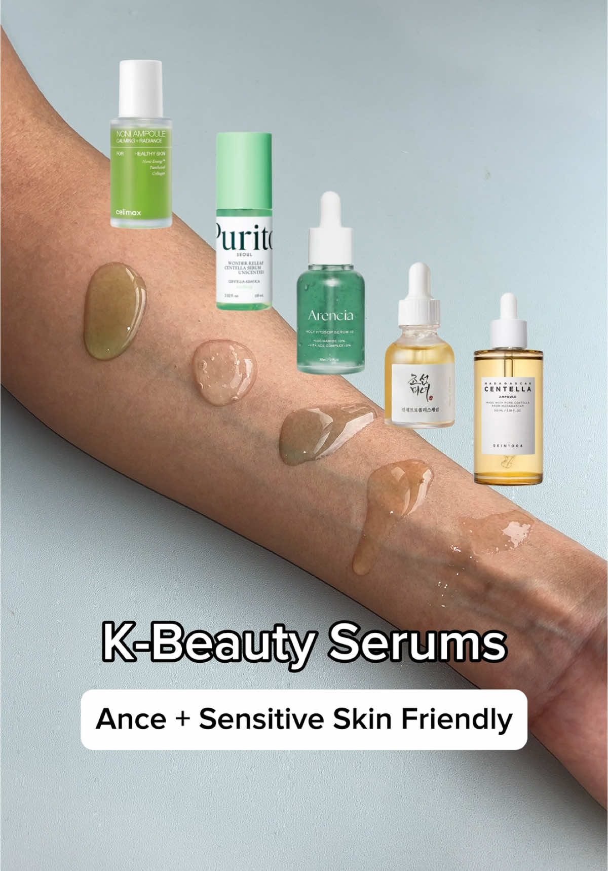 Acne and sensitive skin-friendly K-Beauty Serums~! 💚 #stylekorean #stylekorean_global #kbeauty #koreanskincare #skincare #purito #beautyofjoseon #arenciacelimax #skin1004 