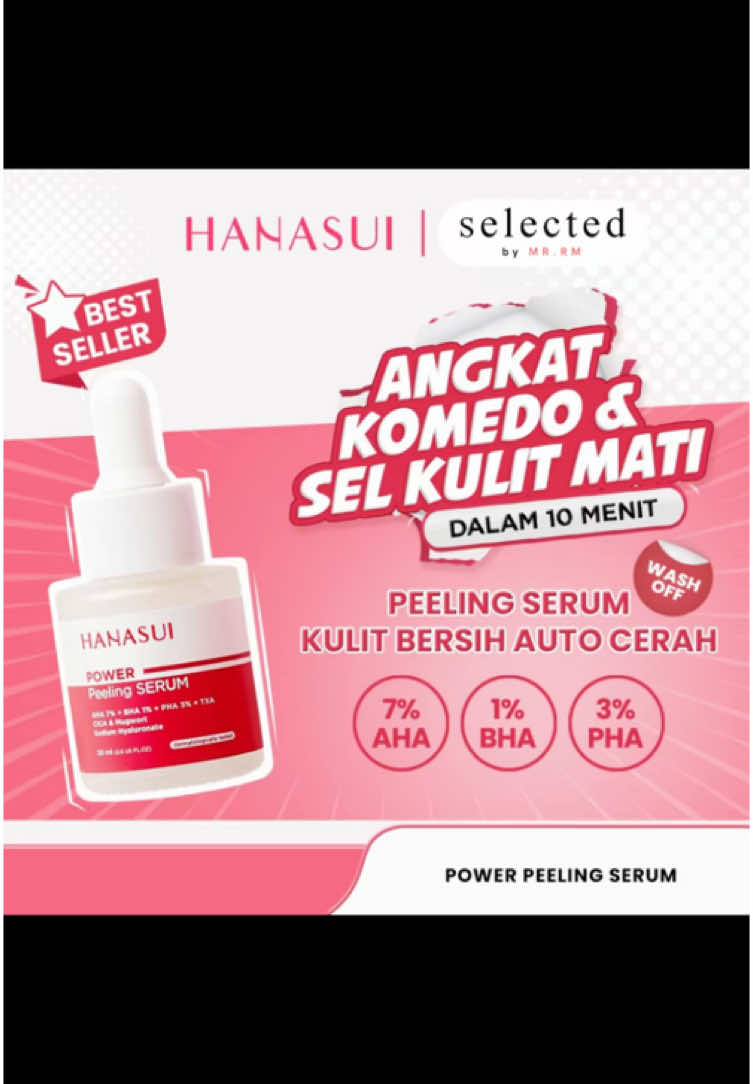 Hanasui Power Peeling Serum 20 ml -  Eksfoliasi Wajah Mencerahkan, Angkat Sel Kulit Mati Komedo, Kulit Tidak Iritasi Kering