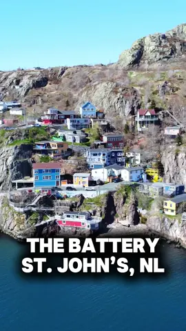 Carved into the cliffs of Signal Hill, The Battery is one of St. John’s most iconic views. 😍 #explorenl #visitnewfoundlandandlabrador #coastalviews #dronevideo #stjohnsnl 