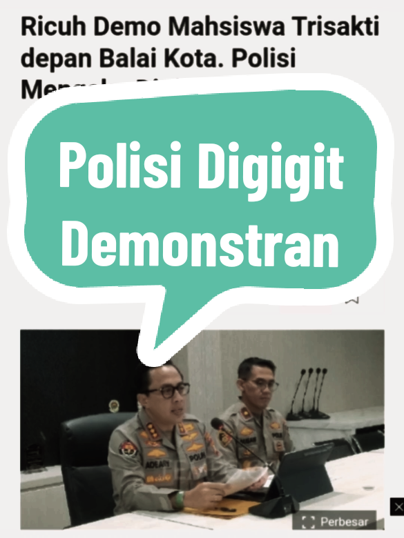 Kepala Bidang Hubungan Masyarakat Polda Metro Jaya Komisaris Besar Ade Ary Syam Indradi menyebut ada beberapa polisi yang terluka saat mengamankan aksi mahasiswa Universitas Trisakti di depan Gedung Balai Kota Jakarta pada Rabu, 21 Mei kemarin.  Menurut Ade, para aparat tersebut mendapatkan kekerasan dari para demonstran. 