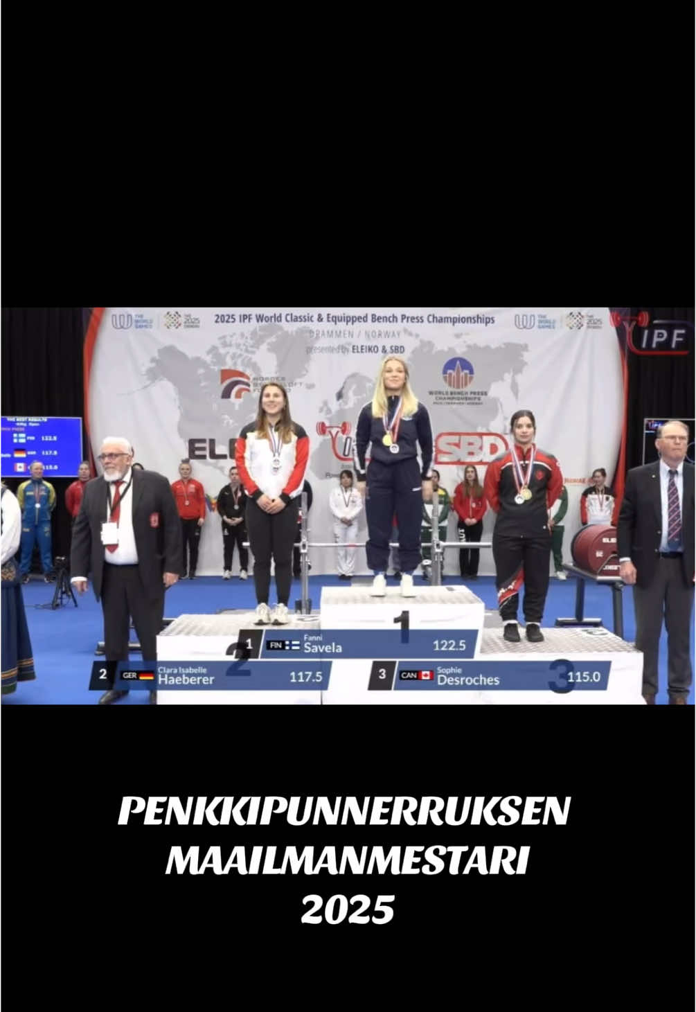 BENCH PRESS WORLD CHAMPION🥇 #powerlifting #voimanosto #benchpress #penkkipunnerrus #ipf #svnl #worldchampionships #competition #ptvgym 