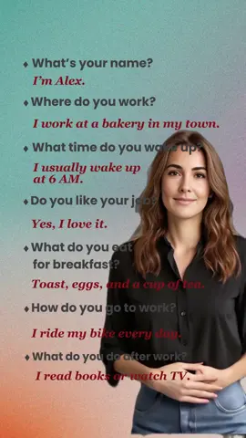 Daily English Q&A Practice! Learn to talk about your job, morning routine, and more. Repeat after me and improve your speaking! For ESL learners in the US & Canada. #learnenglish   #englishpractice   #englishforbeginners   #speakenglishdaily   #eslstudents   #englishinusa   #dailyenglish  