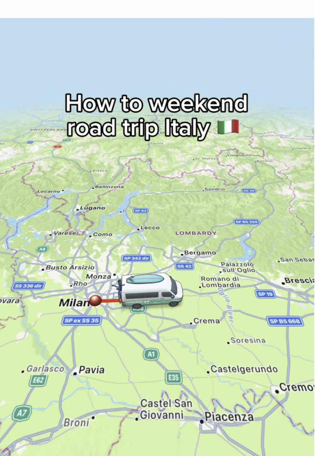⏱️ 3-4 days ↔️ 350 km 🐾 with a dog ⛽ Petrol stations & rest areas: Every 100 km 📅 Best time to travel: Spring & Summer & autumn  Highlights of the route Day 1 📍 Milan 🌟 Duomo di Milano: Explore the stunning cathedral and its rooftop views. 🌟 Galleria Vittorio Emanuele II: Luxury shopping and elegant architecture. 🌟 Sforza Castle: Historical museum with beautiful gardens. 🌟 Navigli District: Vibrant canals, cafes, and nightlife. Day 2 📍 Lake Garda 🌟 Sirmione: Visit the Scaliger Castle and relax in the thermal baths. 🌟 Malcesine: Take a cable car ride up Monte Baldo for breathtaking views. 🌟 Limone sul Garda: Charming town with lemon groves and scenic promenades. Day 3 📍 The Dolomites - Drei Zinnen 🌟 Tre Cime di Lavaredo: Iconic peaks with numerous hiking trails. 🌟 Lago di Braies: Stunning alpine lake perfect for photography and relaxation. 🌟 Cortina d’Ampezzo: Quaint town known for skiing and mountain scenery. Day 4 📍 Venice 🌟 St. Mark’s Basilica: Marvel at the intricate mosaics and architecture. 🌟 Doge’s Palace: Explore the history and art of Venice. 🌟 Rialto Bridge: Iconic bridge with shops and a great view of the Grand Canal. 🌟 Gondola Ride: Experience Venice’s canals from a traditional gondola. #travel #italy
