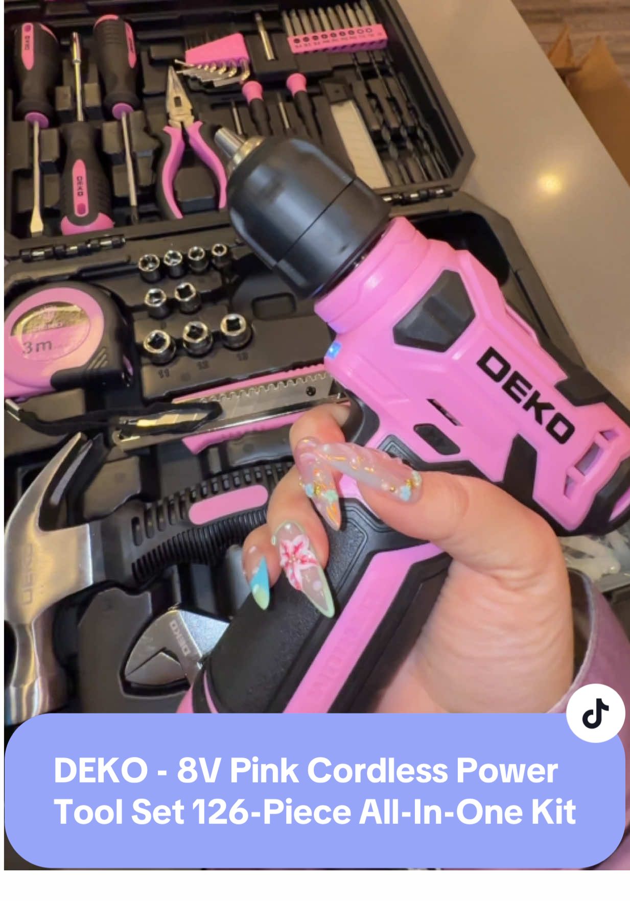 No man? No problem. 😌  This 126-piece pink tool set does it ALL! 🩷 It includes an 8V cordless drill, bits, wrench, hammer, and more! 🔨🔧🪛 Rechargeable. Portable. Strong. 💪  Yes, it’s pink. Yes, it slaps. #toolbox #PinkToolSet #ToolTok #DIYGirls #FixItYourself #TikTokMadeMeBuyIt #foryou #tiktokshopfinds #deko @DEKOTOOLS STORE #tiktokshop   #TikTokShopCreatorPicks #fypシ゚viral #tiktokshoprestock #trending #viral #springtok #foryou #ttslevelup #dealsforyoudays #TTSDelightNow #ifyouknowyouknow #creatoricons #tiktokshopsummerturnup #pinktools #dekotools #tiktokshopmemorialday #spotlightfinds #tiktokshopunboxing DEKO 8V Pink Cordless Tool Set | 126-Piece All-In-One DIY Kit For Home Use, Includes Power Wrench And Portable Toolbox, USB-C Rechargeable, Lightweight And Practical - Ideal For Home Repairs, Workshop Use, And Various DIY Project Enthusiasts.