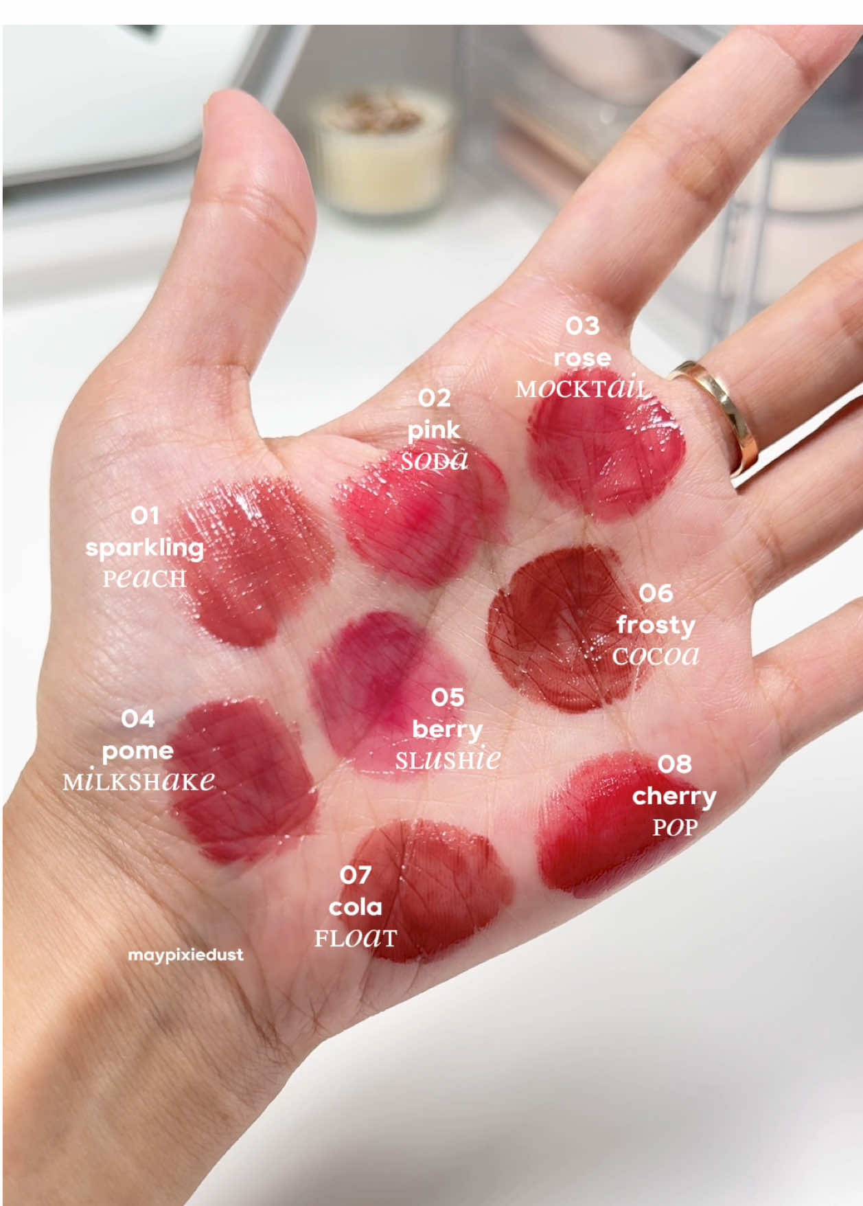 Swatch all shades Wardah Glossicle Peptide Balm 💄💖 #maypixiedust #GlossciclePeptideBalm #WardahGlossicle #WardahTintedLipBalm 