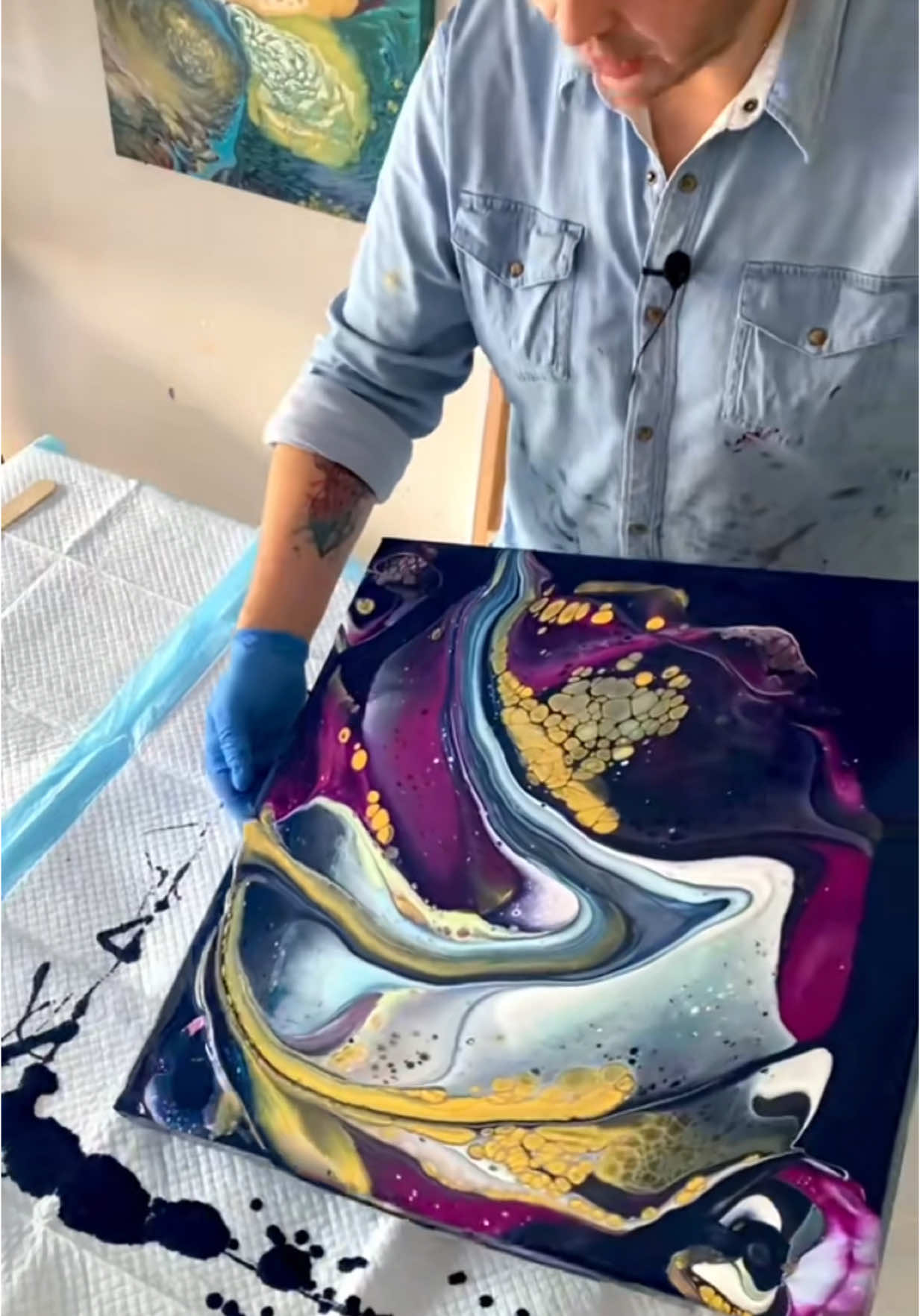 Three flip cups and a tilt #fluidart #fluidart #pourpainting #picoftheday #acrylicpainting #artist #fyp #fluidartwork 