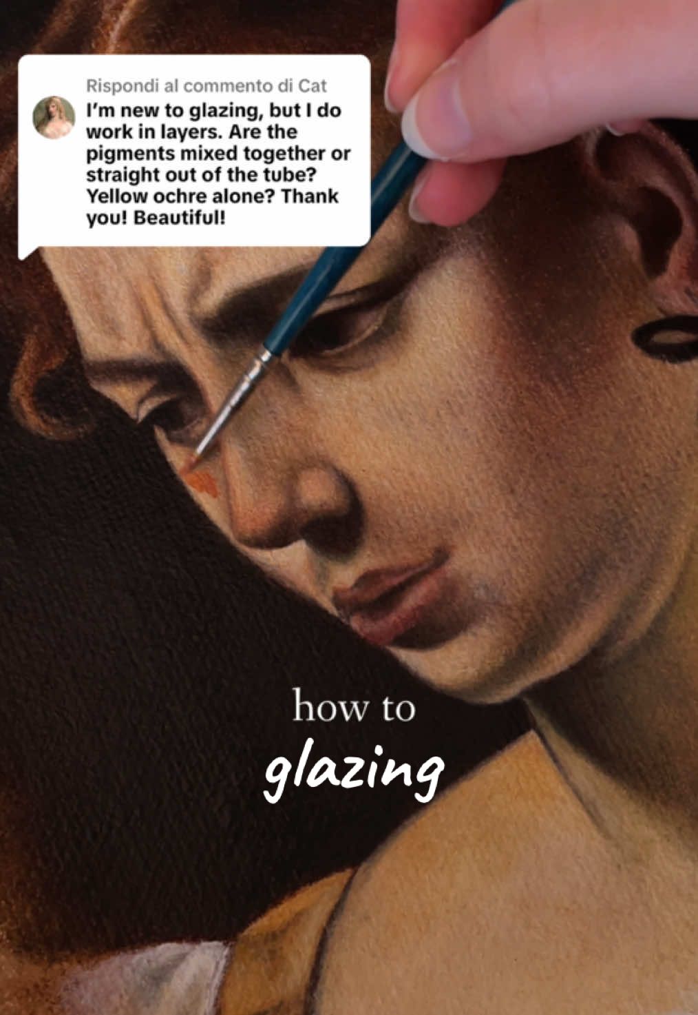 Risposta a @Cat  This is how to glaze 🎨 (and which colours I use to do so 👀) Hope you’ll find useful info in this video! #art #artist #painting #oilpaint #oilpainting #oilpainter #oilpainttips #arttok #paintingprocess #oilcolours #caravaggio #wip #paintingtips #tutorial #arttutorial #paintingvideo #fyp 