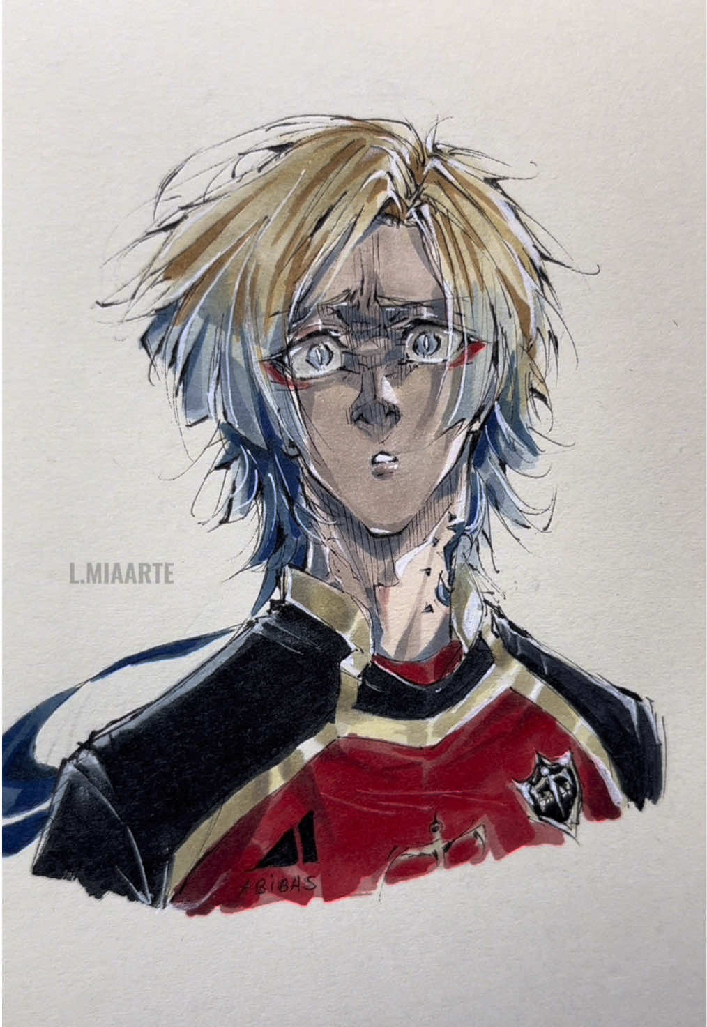 Ness went through his whole range of emotions in 10 sec #bluelock #anime #kaisermichael #michaelkaiser #alexisness #bluelockmanga #sketch #sketchbook #alcoholmarkers #illustration 