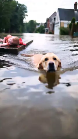 Dog saves baby from flood!