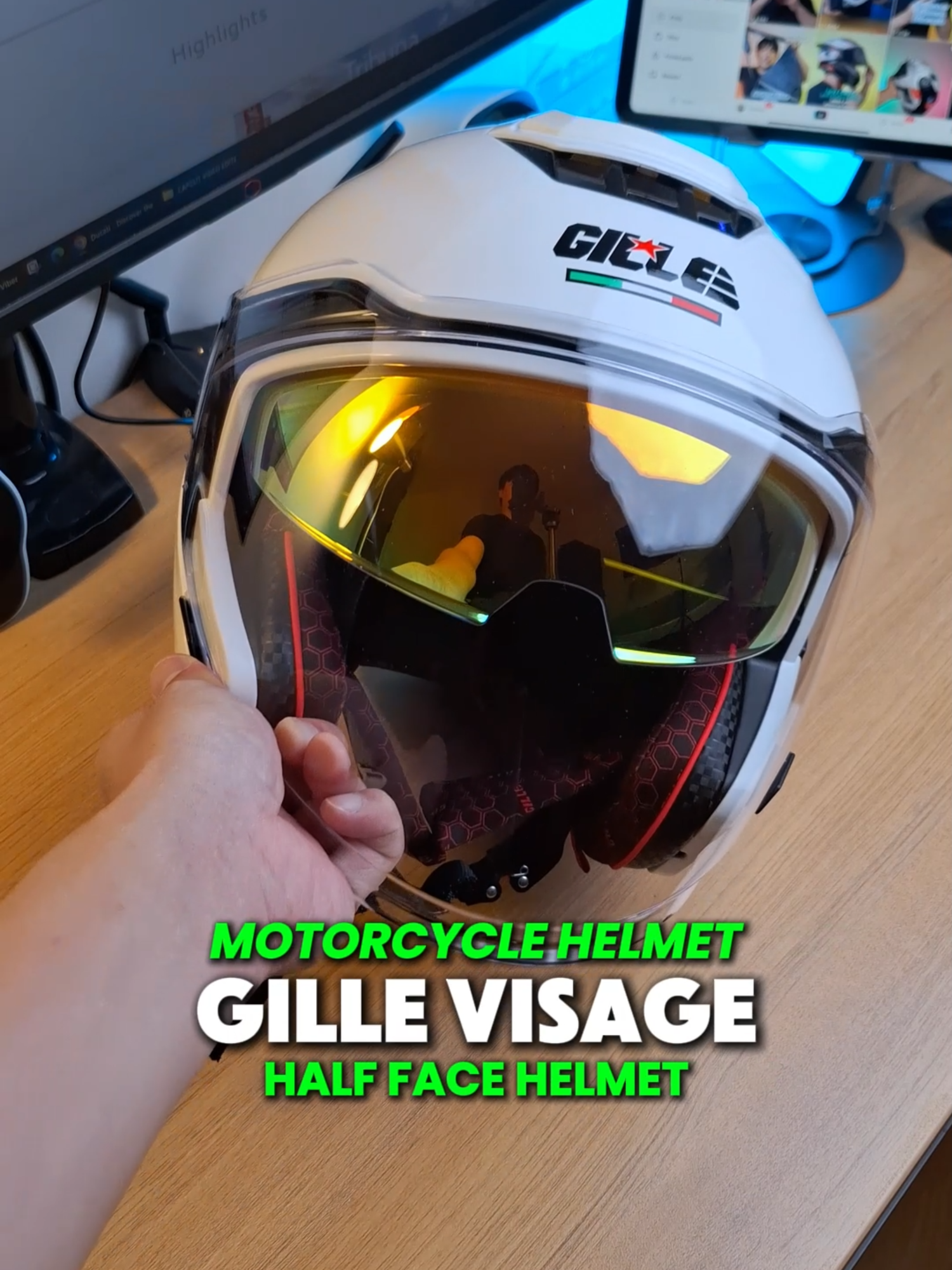 Motorcycle Half Face Helmet Gille Visage #helmet #motorcyclehelmet