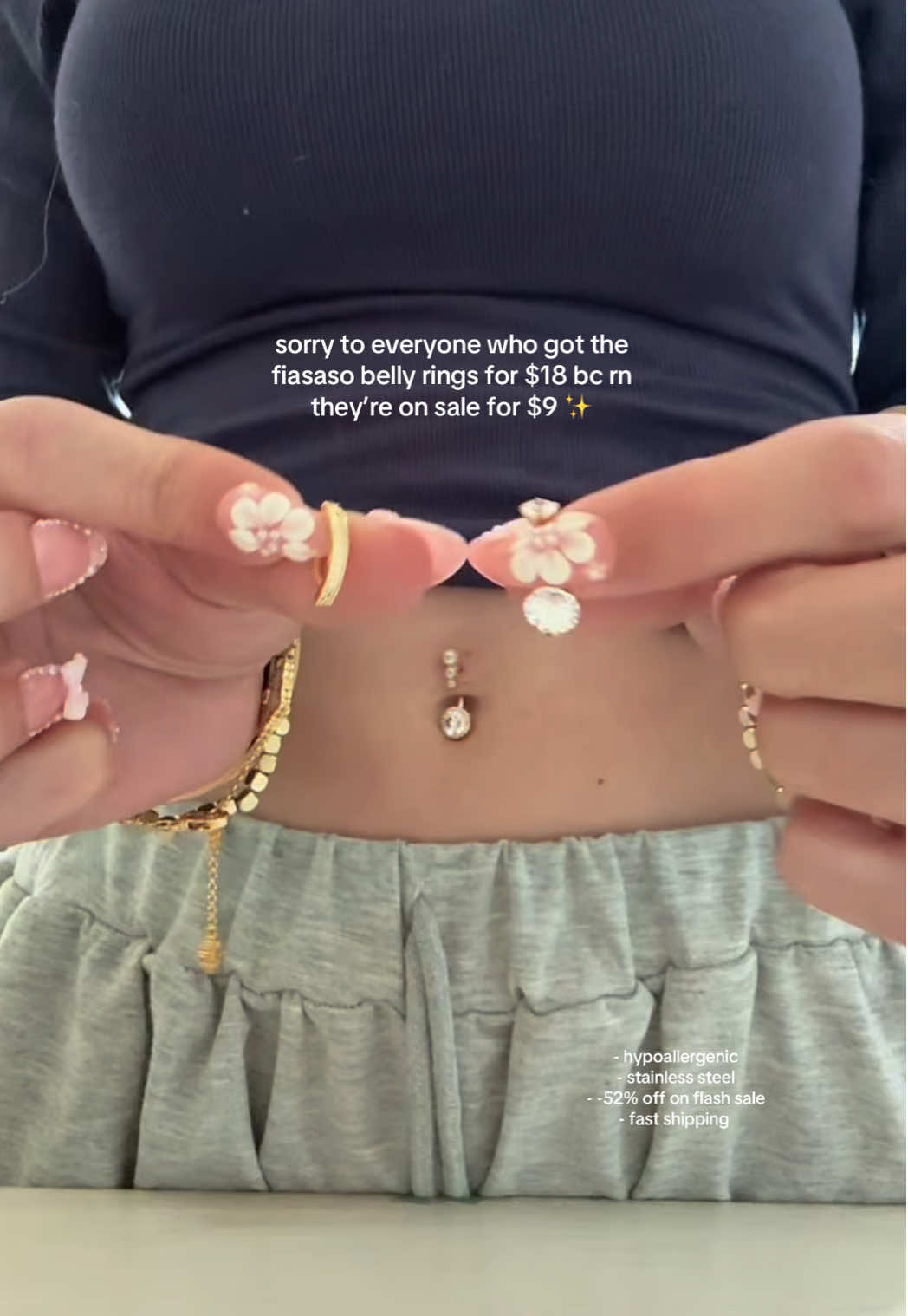 ✨ on flash sale for 3 more days (I’m posting this on May 23rd) @FIASASO #bellyring #hypoallergenicjewellery #stainlesssteeljewelry #styleinspo #aestheticjewelry #viraljewelry #tiktokshopfinds 