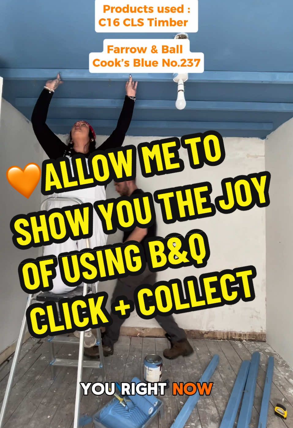 🧡ad Let’s do some DIY with @B&Q using their 15 minute Click + Collect service🧡but the question is, can we turn this room into a Santorini dream? 💙🌺☀️  #BandQIt #BandQHome #YouCanDoIt  PRODUCTS USED: Farrow & Ball Cook’s Blue No.237  5029496293722  £63  C16 CLS Timber (L)2.4m (W)63mm (T)38mm  3663602860143 £4.15 Softwood Planed Smooth Timber 18mm X 70mm  3663602554363 £6.47 Rust-Oleum Painters Touch Multi Purpose Paint ‘Cerulean Blue’ 5013296131001 £10  GoodHome UltraCover ‘Brilliant White’ Paint 5059340271491 £18-£36 Volden 5mm Woodfibre Laminate + Wood Underlay Panels  5063022038852 £21 Primed MDF Rounded Skirting 14.5mm X 94mm  3663602048299 £14.27  EuroHome Bracknell Natural Oak Laminate Flooring  5013599025083 £29.38