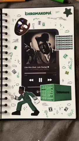 like him by tyler, the creator on chromakopia journal :) 💚 #journal #junk #aesthetic #chromakopia #tylerthecreator 