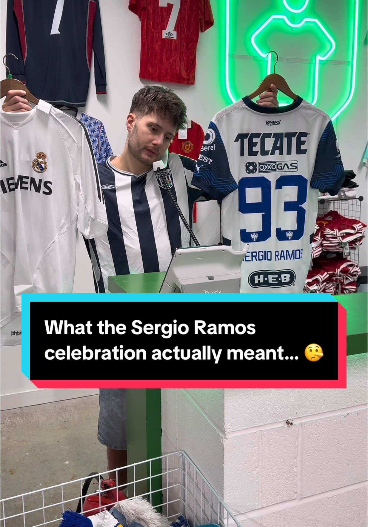 What the Sergio Ramos celebration actually meant… 🤥 There’s the right jersey for everyone at Football Shirt Paradise! 🏝️ You can find us at 25-27 Dale Street, Manchester, M1 1FY 📍