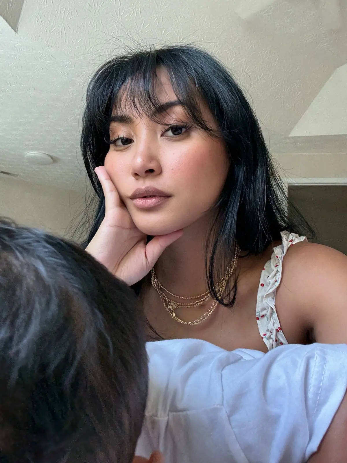 Postpartum hair loss was real… so I got bangs ✂️. Regrowth update coming soon  #postpartum #postpartumjourney 