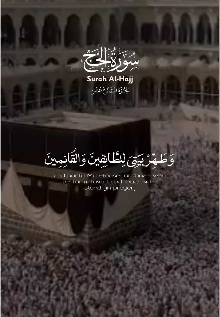 ﴿ وإذ بوأنا لإبراهيم مكان البيت أن لا تشرك بي شيئا وطهر بيتي للطائفين والقائمين والركع السجود ﴾ [ الحج: 26] And [mention, O Muhammad], when We designated for Abraham the site of the House, [saying], “Do not associate anything with Me and purify My House for those who perform Tawaf and those who stand [in prayer] and those who bow and prostrate. ﴿ وأذن في الناس بالحج يأتوك رجالا وعلى كل ضامر يأتين من كل فج عميق ﴾ [ الحج: 27] And proclaim to the people the Hajj [pilgrimage]; they will come to you on foot and on every lean camel; they will come from every distant pass – سورة الحج الآية ٢٦-٢٧ Surah Al-Hajj Ayat 26-27 القارئ : ماهر المعيقلي #ماهر_المعيقلي #المعيقلي #سورة_الحج #الحج #المعيقلي #عرفة #يوم_عرفة #عشر_ذي_الحجة 