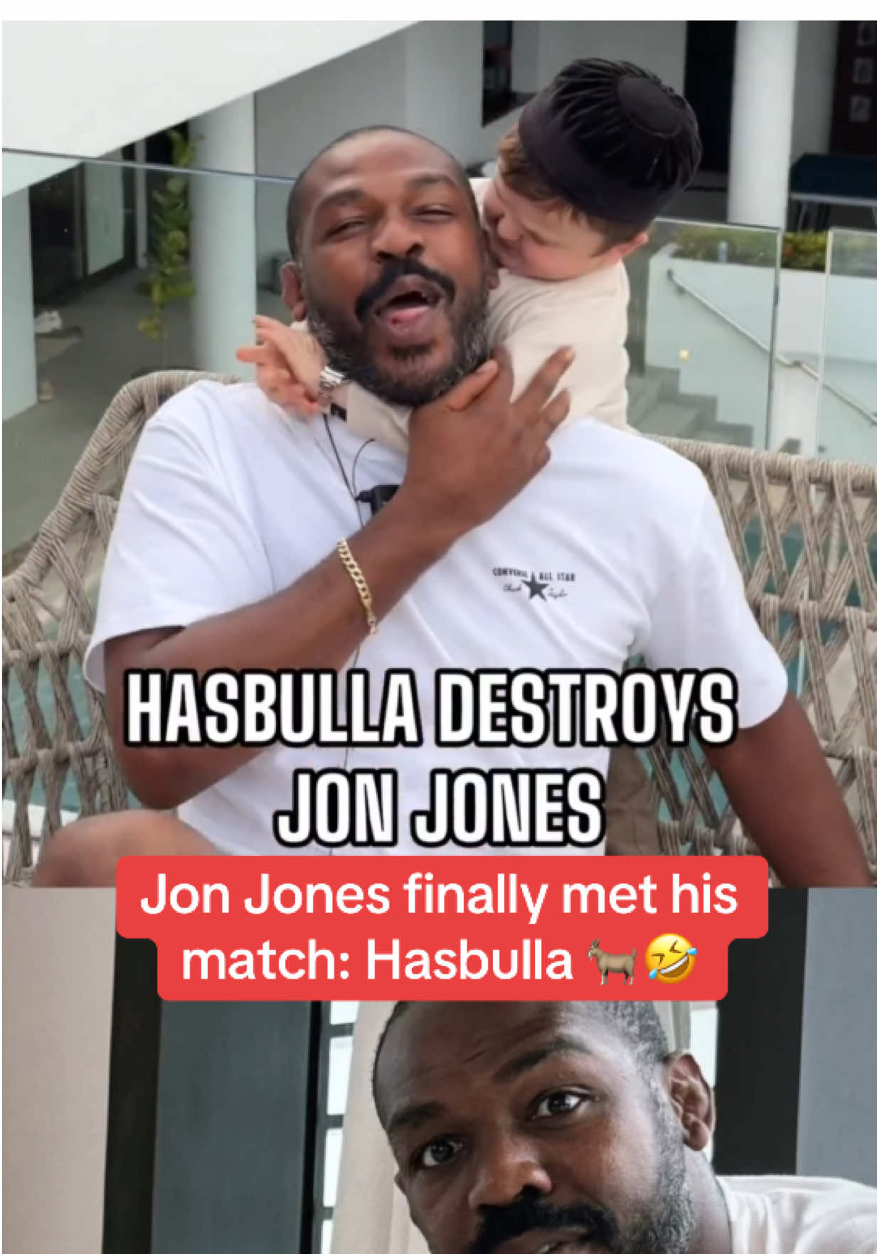 Hasbulla really tried to choke out Jon Jones… fearless 😂🦁 (via RedCorner_MMA/X) #UFC #mma #jonjones #hasbulla #funny #wrestling 