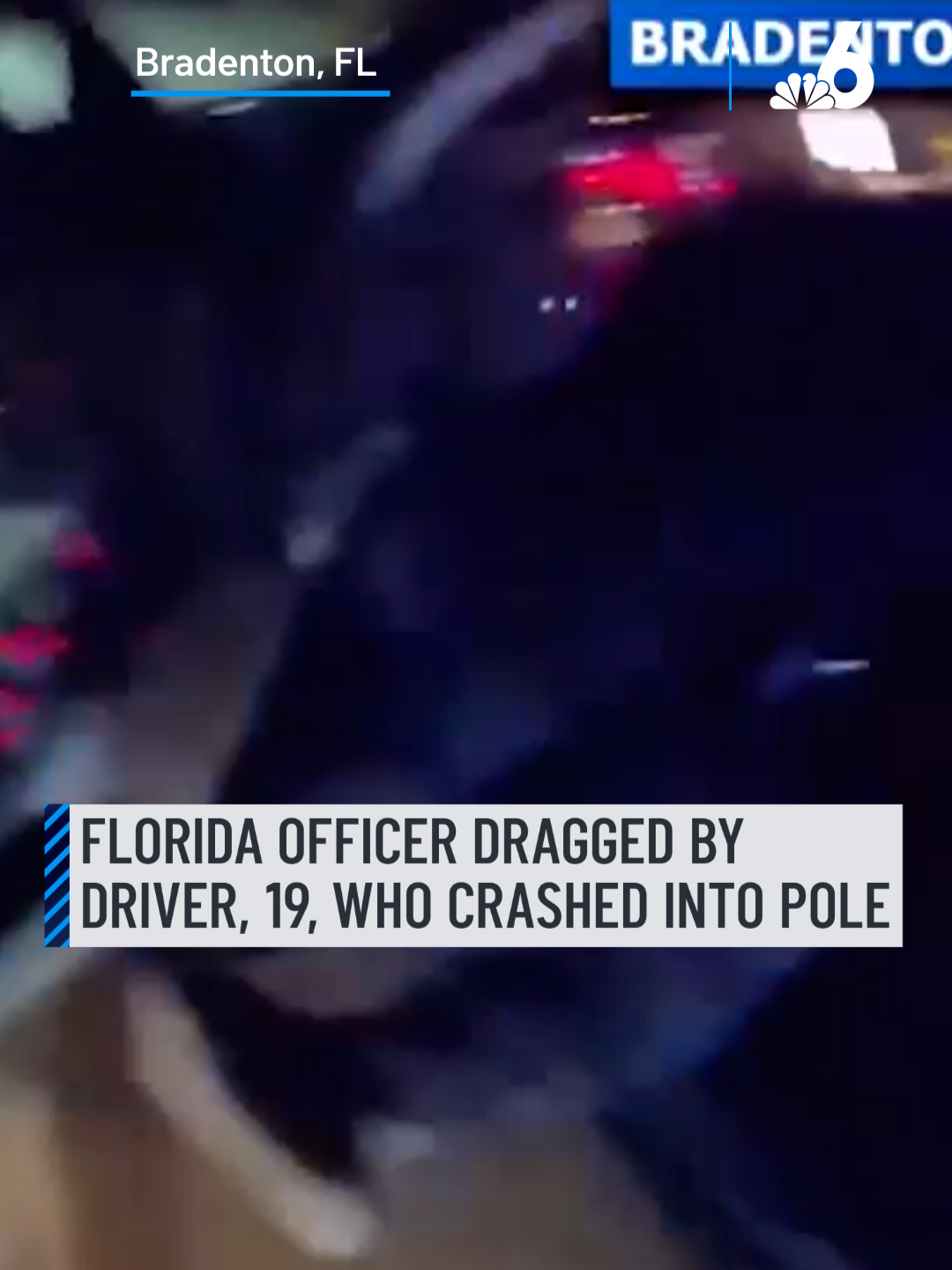 Wild video shows how a police officer in Florida was dragged by a driver who tried to flee a traffic stop, according to authorities. The driver, 19-year-old Lenny Macias-Rangel, was followed by the officer for several blocks for having a broken headlight until he stopped, police said. Police said the officer opened the driver’s side door to reach in and shift the car into park, but Macias-Rangel accelerated rapidly, pinning the officer's body against the dashboard. #police #cop #florida #traffic #caughtoncamera