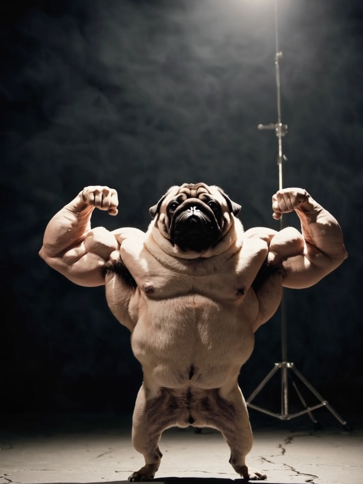 Giant Bodybuilder Pug – Muscle Meets Majesty! 💪🐾🏋️‍♂️ Behold the fluffiest powerhouse on Earth! This enormous, jacked pug isn't just strong — he's a walking legend. Flexing through the city with rippling muscles and unstoppable charm, he's here to prove that cuteness and strength are the ultimate combo! #pug #pugs #dog #sport #bodybuilding #workout #muscle 