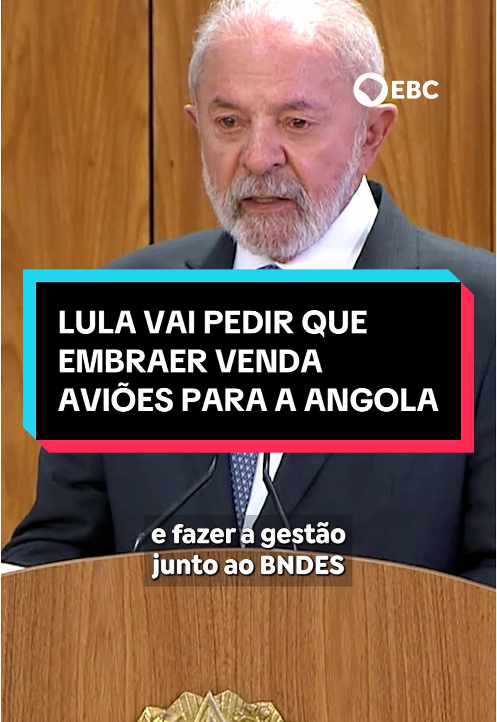 FINANCIAMENTO DE AVIÕES | Durante a cerimônia de assinatura de atos entre Brasil e Angola, que cumpre visita de Estado ao Brasil, o presidente Lula disse que irá pedir à Embraer e ao Banco Nacional de Desenvolvimento Econômico e Social (BNDES) que realizem o financiamento da venda de três aviões K-190 para a Angola.  