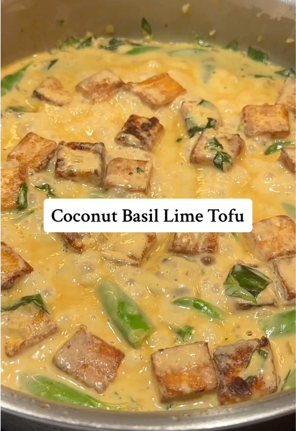 Coconut Basil Lime Tofu 🌿🥥🍚 Full recipe on Substack 🙂‍↔️ #tofurecipe #basiltofu #onepandinner #quickdinner 