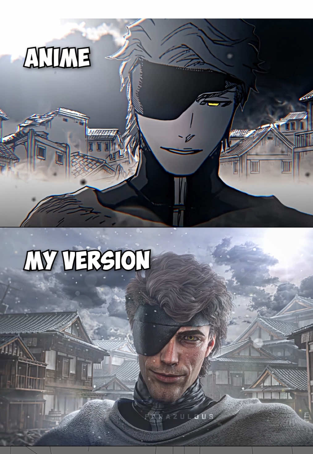 Anime Vs My Version Vs Viewport Hey Guys here is a quick Behind-the-scenes look of my Bleach live action Aizen Video. #bleach #aizen #bankai #hado99 #blenderartist #cgi #blender3d 