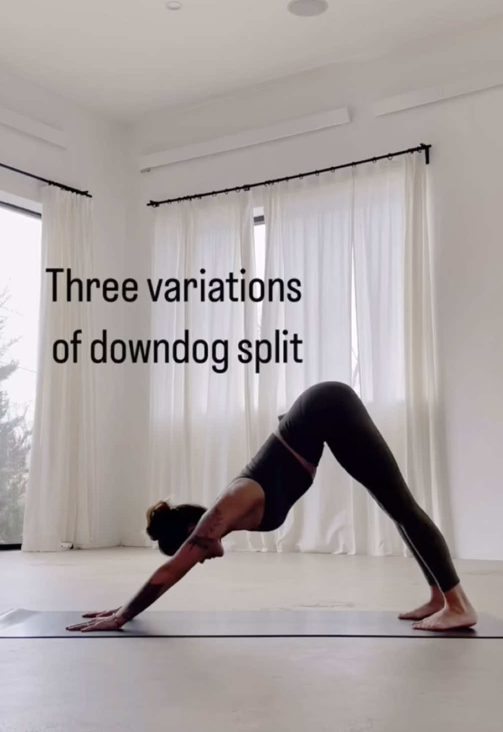 Super fun variations you can try from down dog to spice things up a lil! #fyp #foryourpage #yogatutorial #downdogsplit #yogaflow #tiktokyoga #balance #spitfyreyoga #downdog #yogabalance #yogateacher 