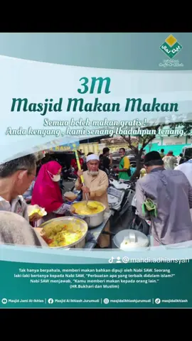 Mengundang Siapa saja untuk datang makan Gratis, Ramah terhadap Musyafir boleh Nginep Ngopi Makan Wifi gratis, ada pondok pesantren Tahfidz Qur'an Darul Ikhlas Addawah Gratis, Masjid Jami Al Ikhlas Jl Halim Perdanakusuma Jurumudi Benda Kota Tangerang WA 082111131236