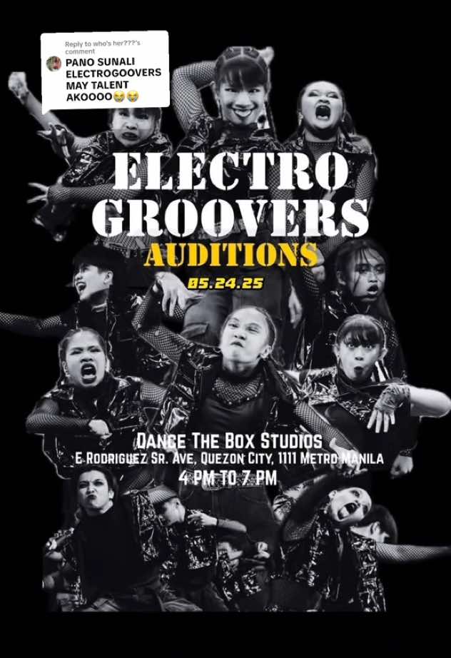 Replying to @who's her??? Sa lahat ng nag tatanong .. be part of our team🔥 later na ang @Electro Groovers Ph Open Audition🔥 Kitakits ves!🤘 Arat! pakita mo kung sino ka🖤 #audition #dance