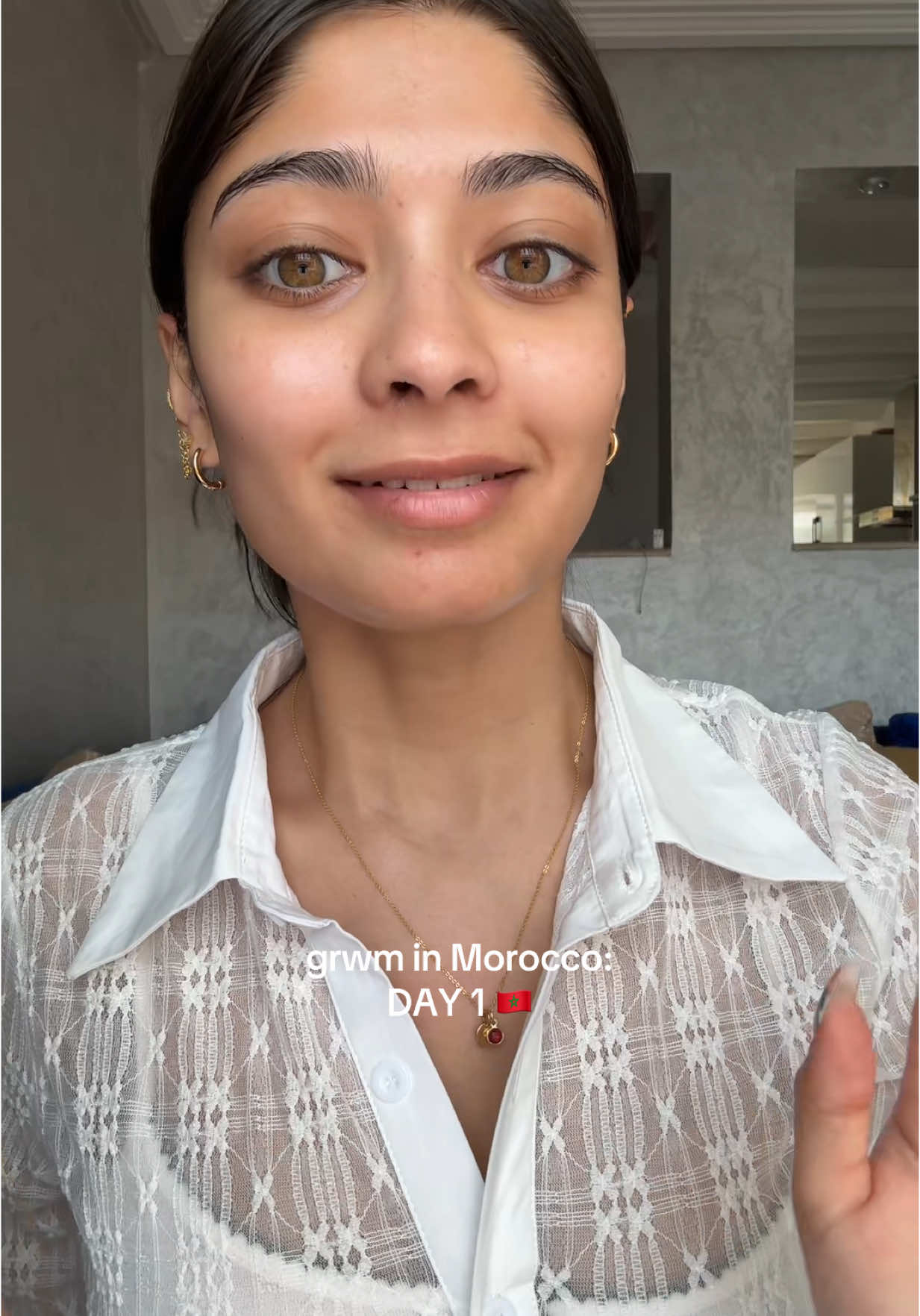 grwm for day 1 in Morocco!! going to the biggest mall in Africa🇲🇦  @Saie glowy super gel  @IT Cosmetics cc cream  @Haus Labs by Lady Gaga concealer in shade 11 @marcellecosmetics blush stick  @BASMA Beauty foundation stick in 041 (as bronzer)  @Hourglass Cosmetics vanish pressed powder in translucent medium  @Huda Beauty easy bake in sugar cookie  Saie powder blush in amore  MAC fix plus setting spray  @COVERGIRL highlighter stick  @M·A·C Cosmetics Canada lipliner in greige  @rimmellondonus lipliner in brownie pie  @Too Faced lip injection gloss  @LottieLondon freckle pen  @Anastasia Beverly Hills brow wiz in granite and brow freeze gel  @maccosmetics eyeshadow  Hourglass eyeliner in cave  ABH highlighter duo pencil  @Tweezerman eyelash curler  Too faced foreplay mascara primer  @Maybelline NY sky high mascara  @Charlotte Tilbury pillow talk lip gloss in fair medium  @Conair curling iron  @PEPPERMAYO shirt  @kiokii.official earrings + heart necklace  #fyp #grwm #makeup #morocco #travel #moroccomall #africa #northafrica 