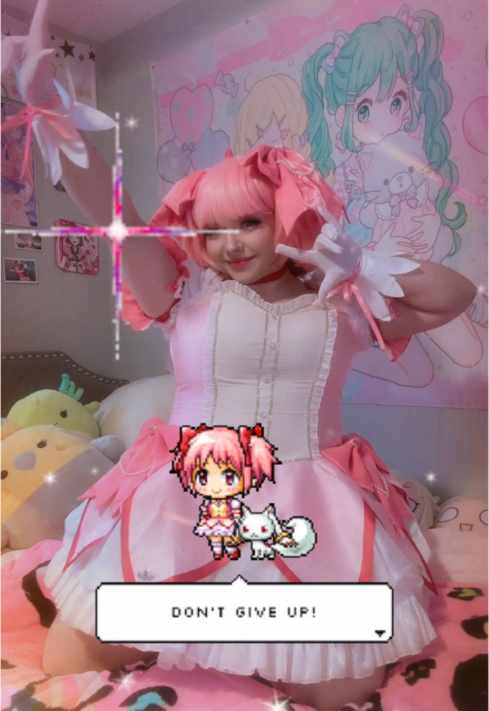 Transform into #madokakaname with me!!!  #madokamagica #cosplay #magicalgirl #madoka #fyp #pink #transition #anime 