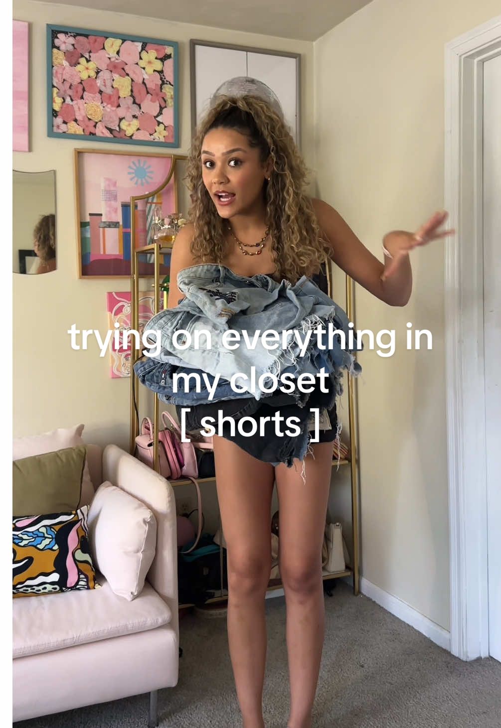 take a shot every time i said i cut the pants into shorts #closetcleanout #springcleaning #thrift #fashion #tryonhaul #tryon #creatorsearchinsights 