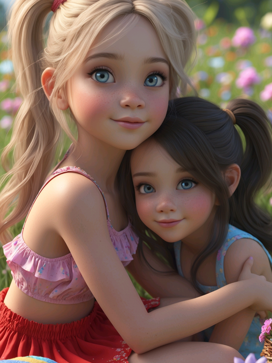Just two little sunbeams lighting up the world. #CuteMoments #AIArt #SpringVibes #SweetBond #Unbreakable #InnocentJoy #AICharacters #SunshineSmiles #Happymoment #FlowerGarden #WholesomeContent #Fyp #ForYou #Explore 