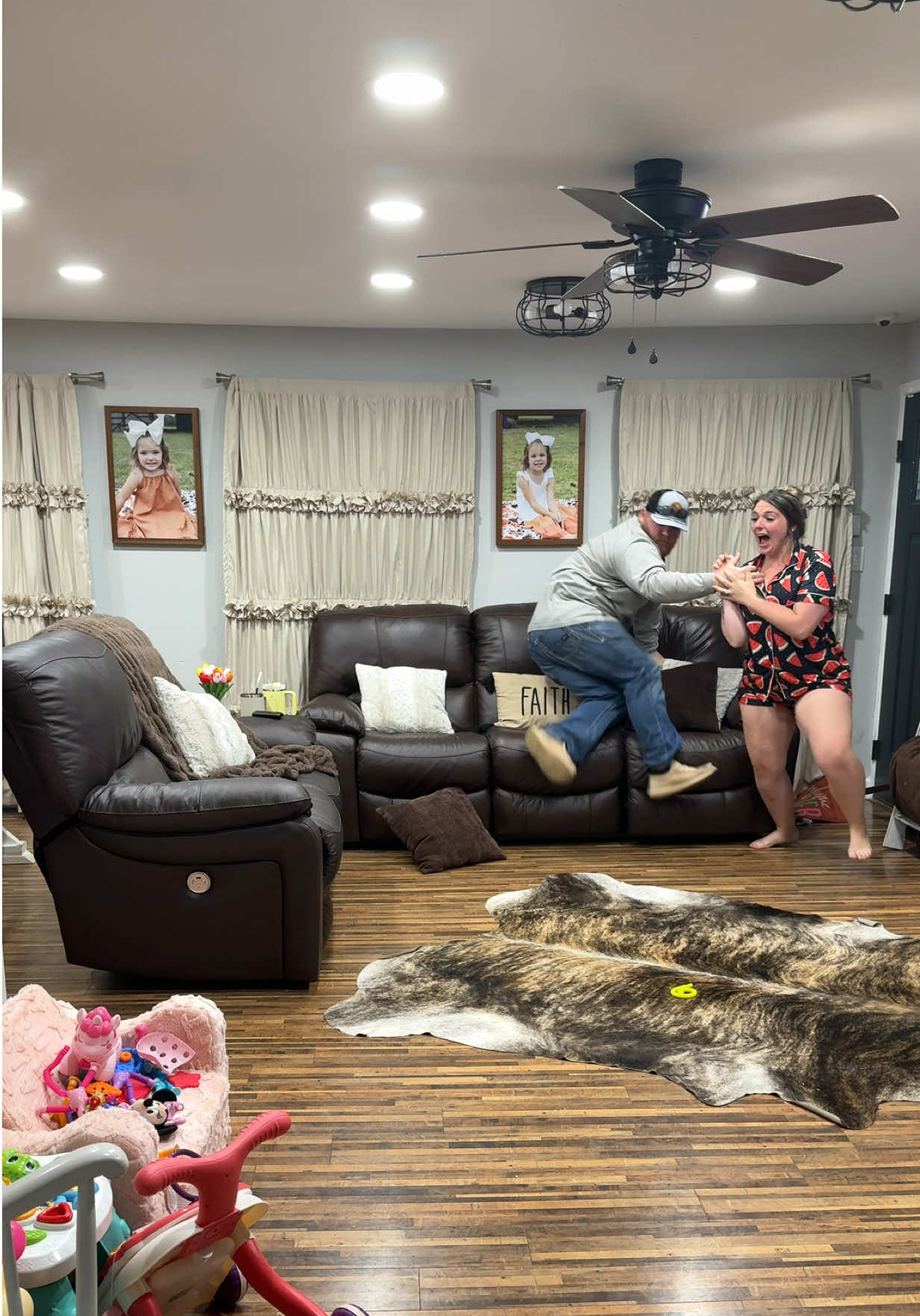 “You scared me, not the toy in the floor”😂 why you jump then? #couplehumor #comedy #funny #marriedlife #Love #husbandwife #couplecomedy #prank #lol #humor 