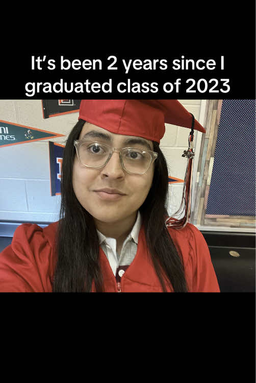 Not only time went by very fast, but the happiest part about graduation was I was finally free from all the negativity I went through when I was in school from prek to my senior year of bullying, made fun of, teased, and mistreated by kids and staff members. Thinking about my graduation moments feels like I just graduated, but it has been 2 years already. What’s crazy about graduation days is I’m going to graduate college getting my associates degree this year in December and it’s going to be the same thing from 2 years ago but different. I’ll do my very best to get my college degree in December. #classof2023 #itsbeen2years #twoyearslater #2yearslater #classof2025 #foryou #fyp 