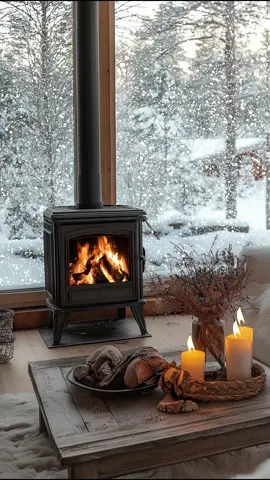 Candlelit Cabin Corner with Fireplace Glow_#cozy #relax #cabinbliss