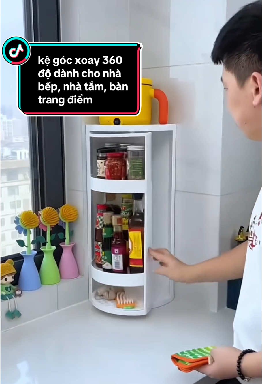 Kệ xoay góc 360 độ dành cho nhà bếp, nhà tắm, bàn trang điểm #dogiadung #kexoay360 #kegocnhabep #kexoaygoc #kexoaydanang #kenhabep #kenhatam #kebantrangdiem 