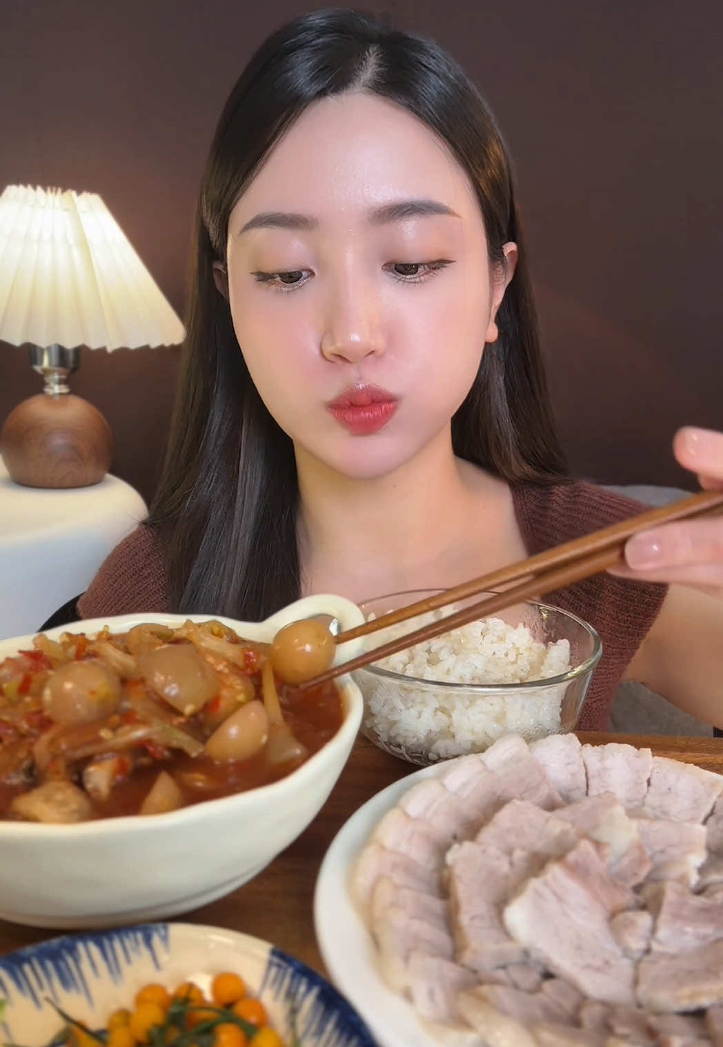 Cơm thịt luộc mắm cà pháo đu đủ 🤤 #thhoadayrui #mukbang #ancungtiktok #LearnOnTikTok 