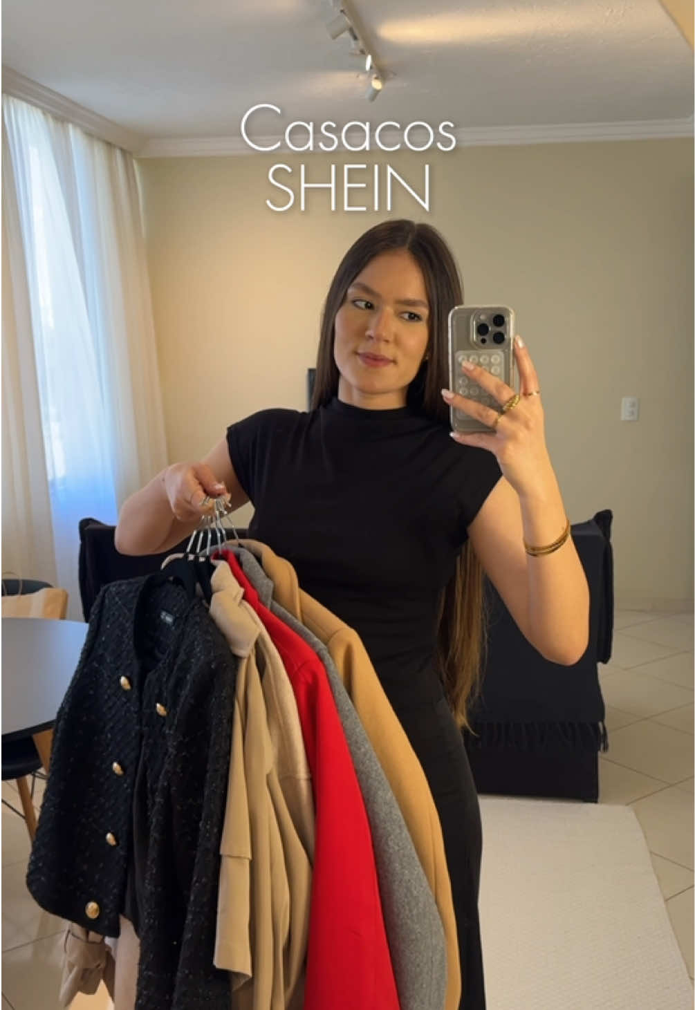 Meus casacos da Shein ✨ O último esgotou na cor marrom, mas tem no preto 🖤 #shein #sheinhaul #sobretudo 