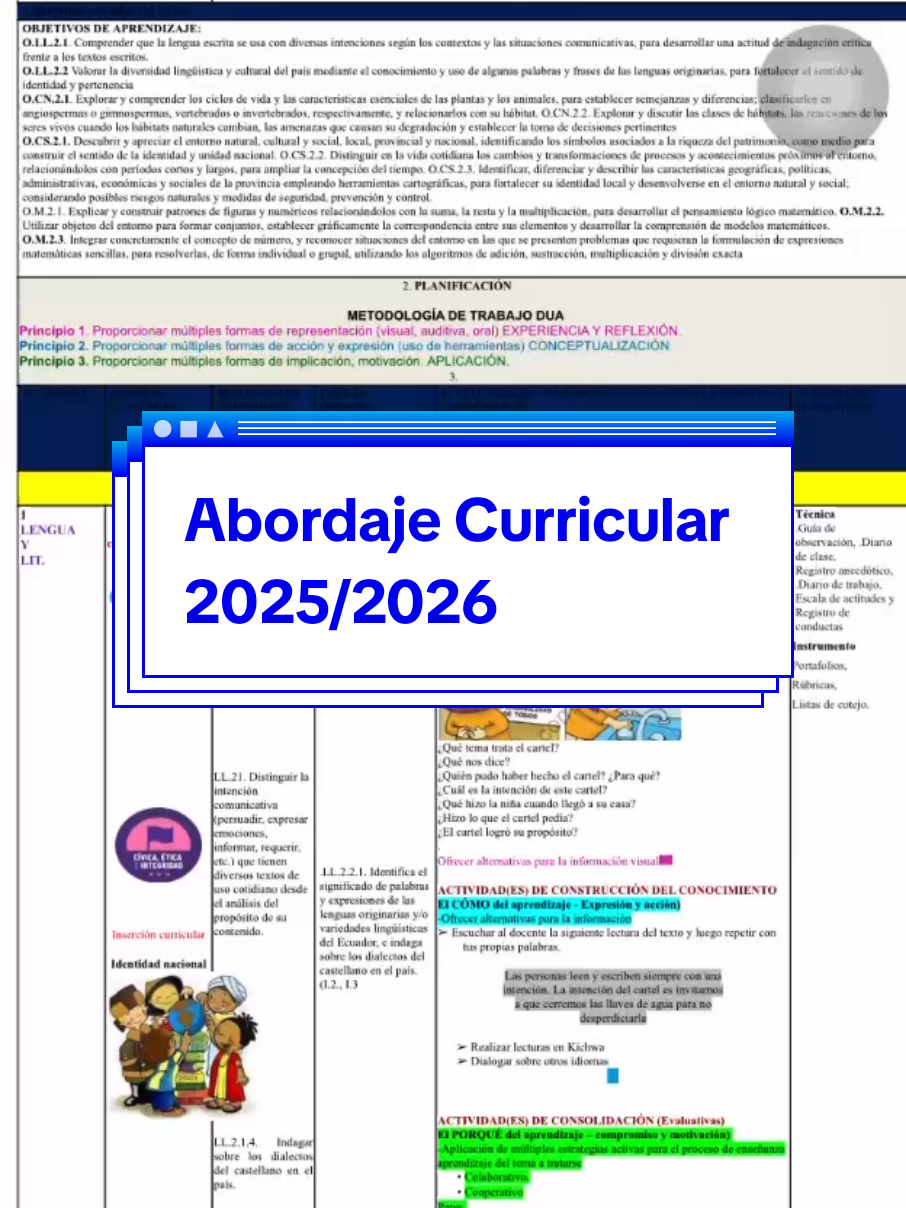 #planificacionesdeclases #dua#Dua#inserciones #textos  nuevos#erca#docentesecuador 