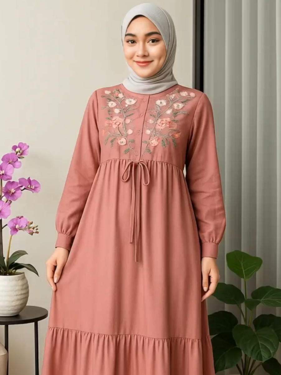 Arni Busana - Amanda Maxi Dress Gamis Bordir Bahan Rayon Twill Signature Tebal Dan Adem New Launching Muslim Nyaman Lembut Wanita  #AmandaMaxiDress #ArniBusana #GamisBordir #GamisEstetik #GamisTerbaru #HijabStyle #MuslimahCantik #OOTDMuslimah #GamisRayon #GamisKondangan #fyp #TikTokFashion #tiktokviral #bajumurah 