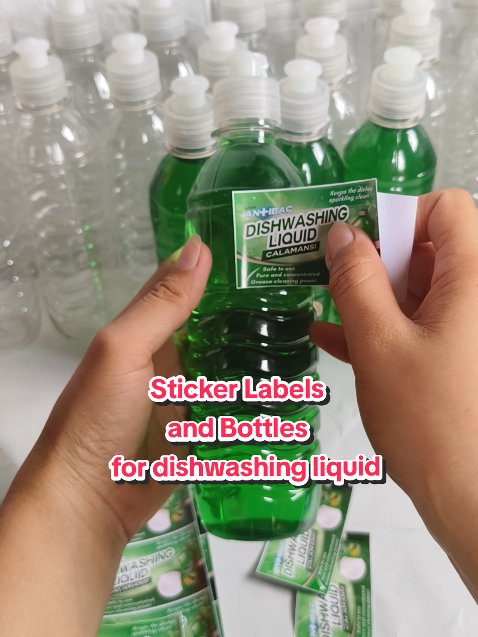 Bottles and sticker labels for dishwashing liquid. Dishwashing Liquid Bottles with sports cap. #dishwashingLiquid #Dishwashing