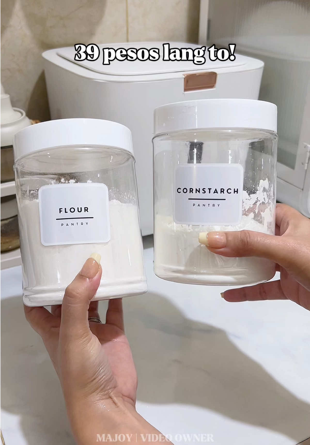 39 pesos Canister Jar with free label. Ang aesthetic and minimalist lang nito mga mi perfect sa pantry/kitchen area niyo 😍 #canister #canisterjar #pantryorganization #kitchenorganizer #jar 