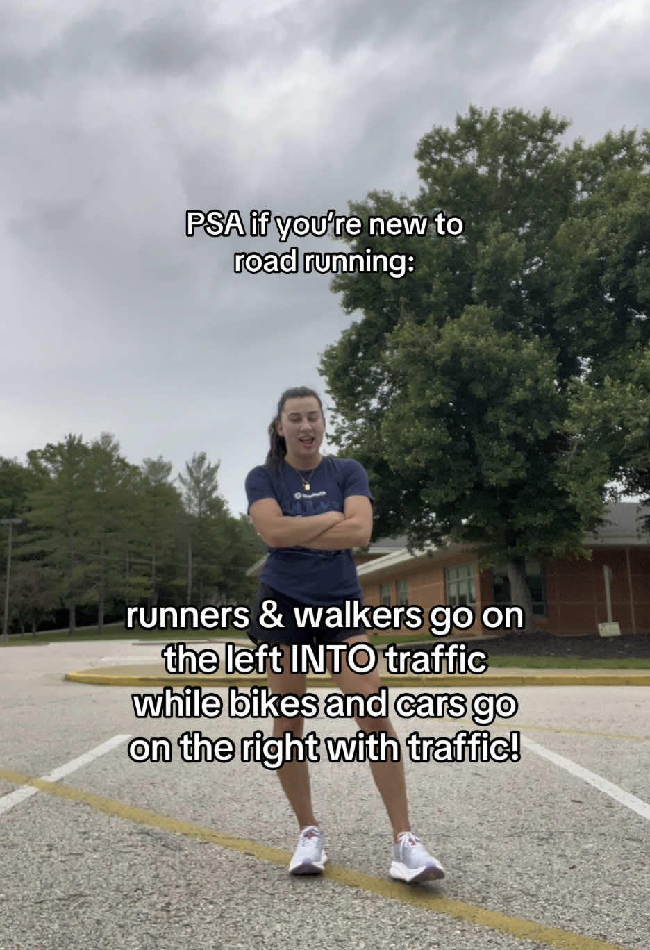 Lots of people don’t know this but this is safer! When runners and cars can both see one another they can react quickly if they need to instead of a car coming from behind. Left for legs and right for wheels!!!! #run #runtok #safety #newrunner #roadrunner 