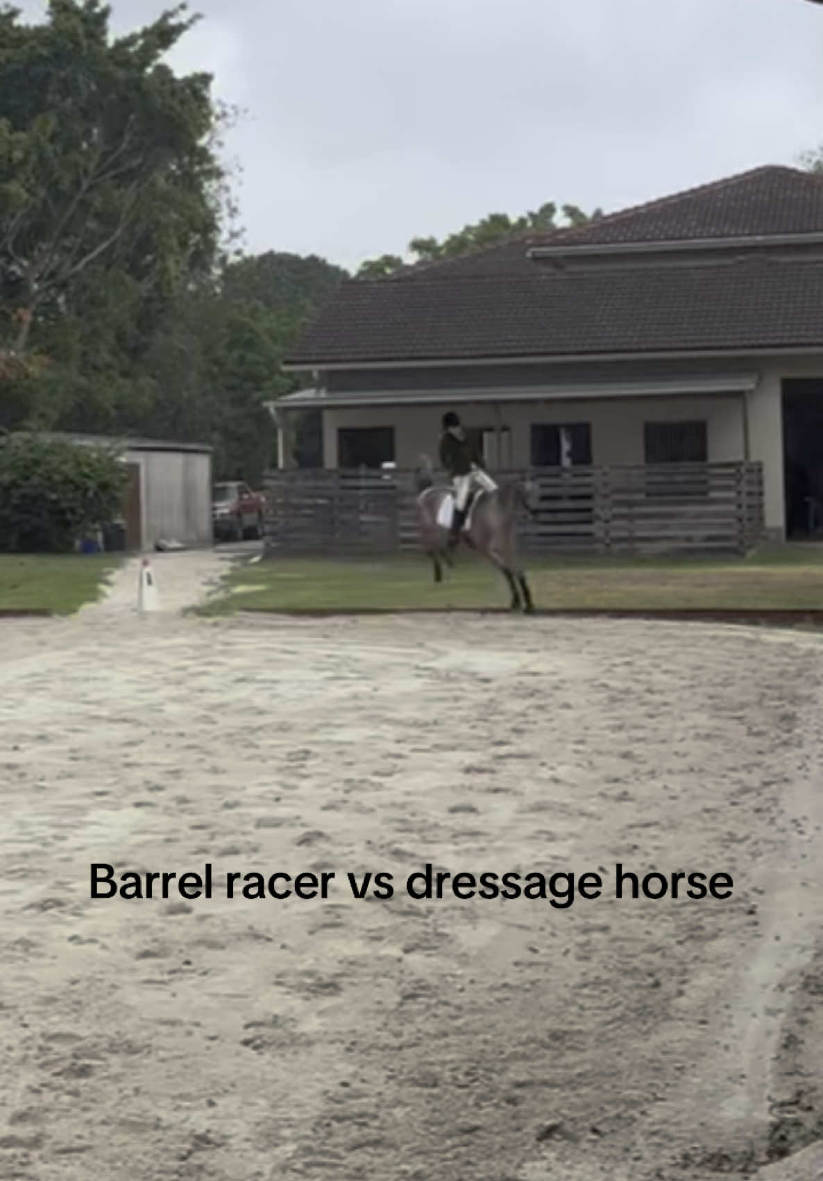 When I competed in a dressage competition for fun hahaha still felt like rodeo 🤷‍♀️ #dressage #dressagehorse #barrelracer #ranchlife #fail 
