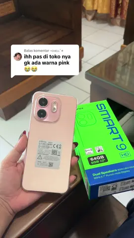 Membalas @–ᴄʜᴇʟʟ`✭    Buruan co Mumpung Wrna Pink ready 😍 #hp1jutaan #infinixsmart9 #infinix 